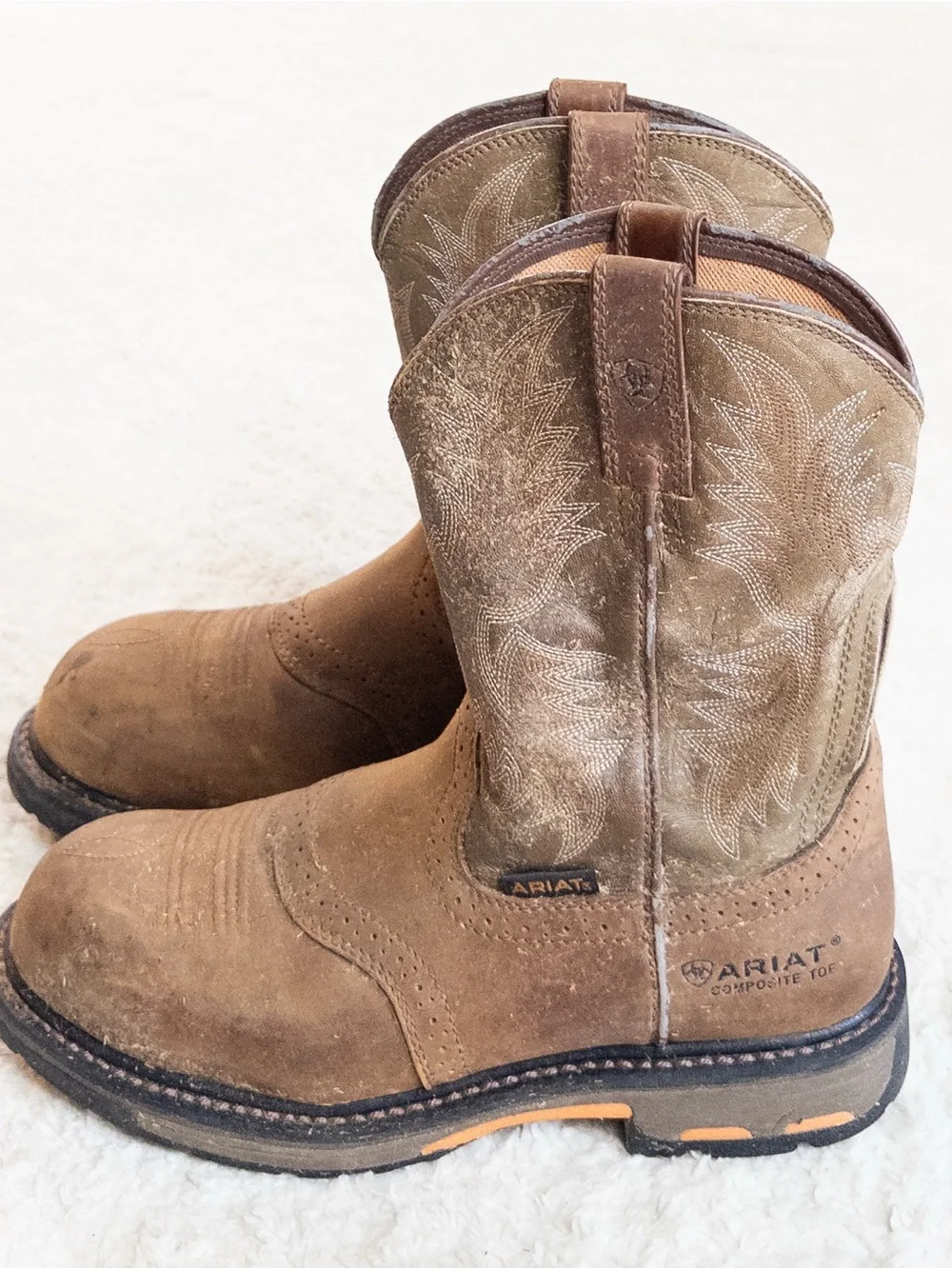 Ariat Composite Toe Brown Leather Cowboy Work Boots Men’s 9.5 EE